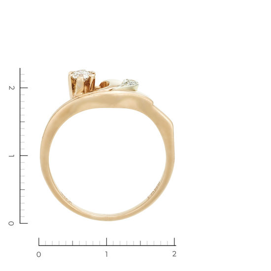 Кольцо из комбинированного золота 585 пробы c 3 бриллиантами, Л47022357 за 27300