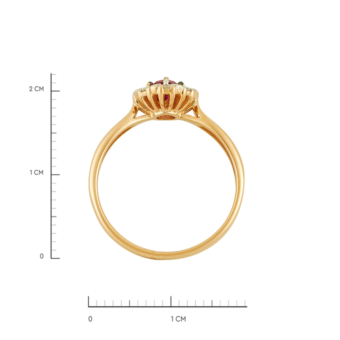Кольцо из золота 585 пробы c бриллиантами и корундом, Л 0911 3226 за 29520