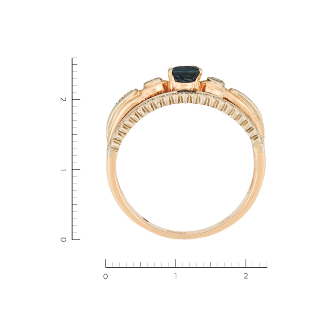 Кольцо из комбинированного золота 585 пробы c 1 сапфиром и 48 бриллиантами, Л 2809 5387 за 80000