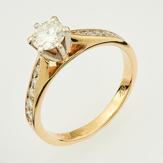 Кольцо из комбинированного золота 585 пробы c 11 бриллиантами 134488 фото 1