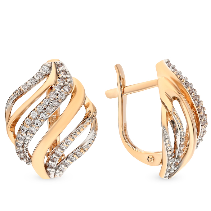 Серьги из золота 585 пробы c фианитами