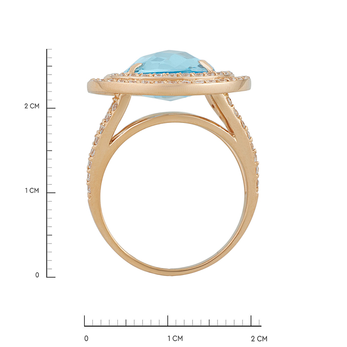 Кольцо из золота 585 пробы c топазом и синтетическими камнями, Л 2812 3789 за 102000