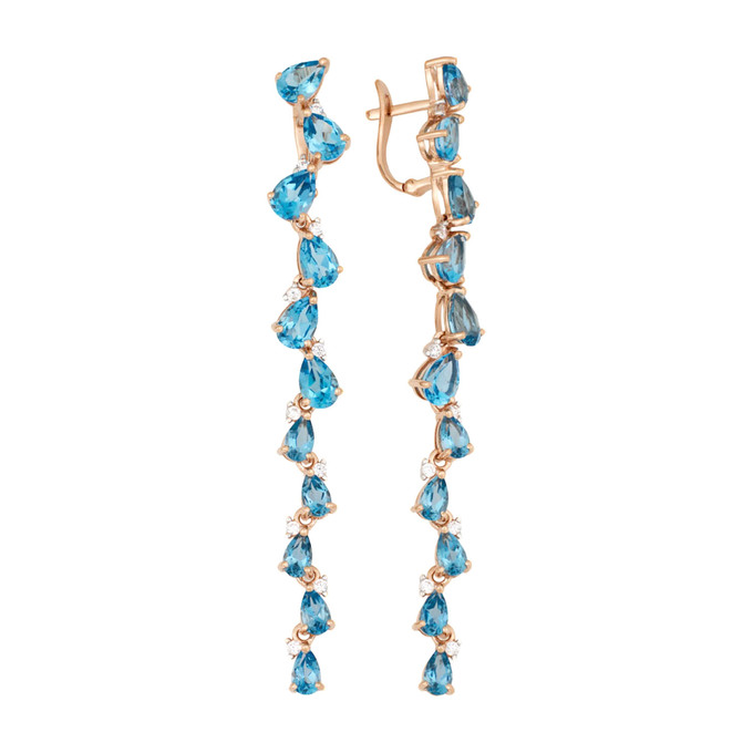 Серьги из золота 585 пробы с топазами и фианитами, Л 5208 3863 за 76400