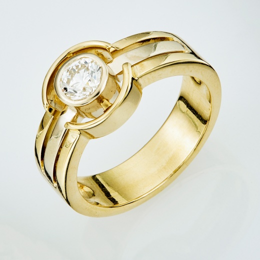 Кольцо из комбинированного золота 585 пробы c 1 бриллиантом Л73005365 фото 1