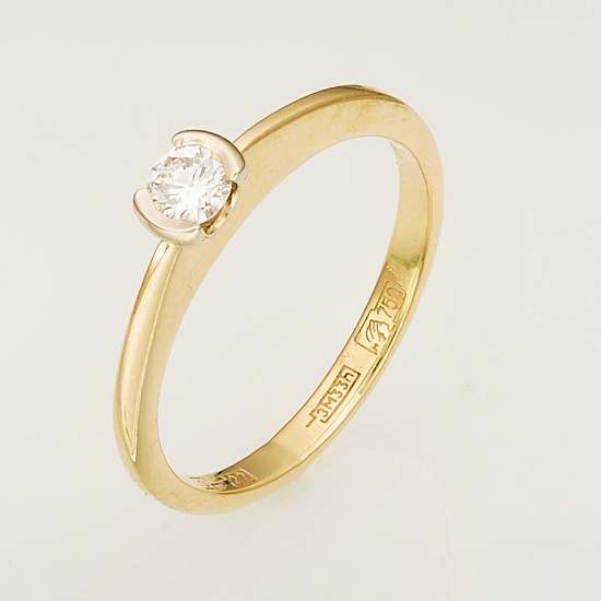 Кольцо из желтого золота 750 пробы c 1 бриллиантом, Л46069086 за 19960