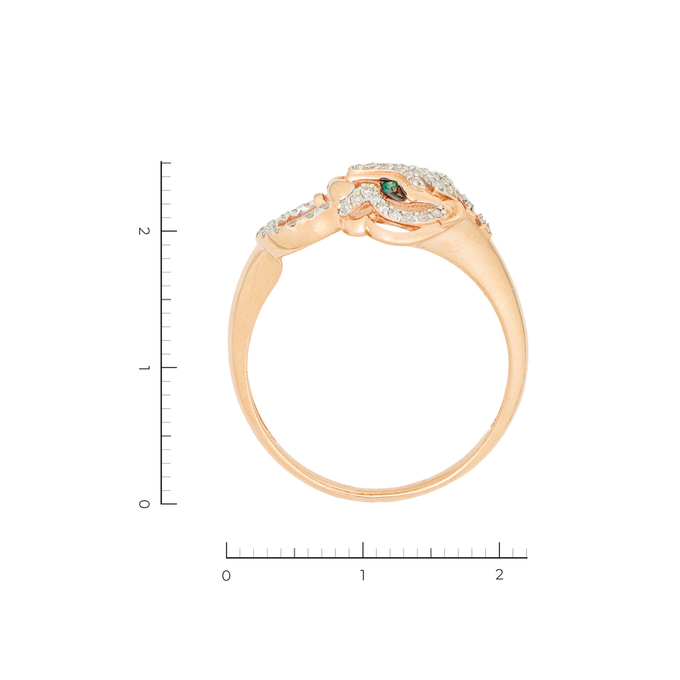Кольцо из красного золота 585 пробы c 58 бриллиантами и 2 изумрудами, Л 2413 9666 за 29520