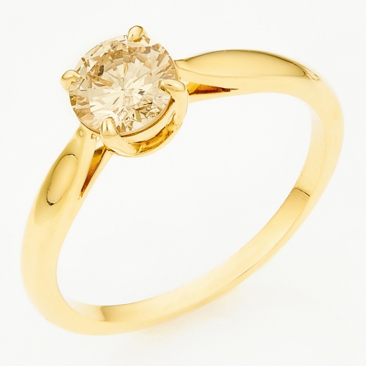 Кольцо из желтого золота 585 пробы c 1 бриллиантом Л33085906 фото 1