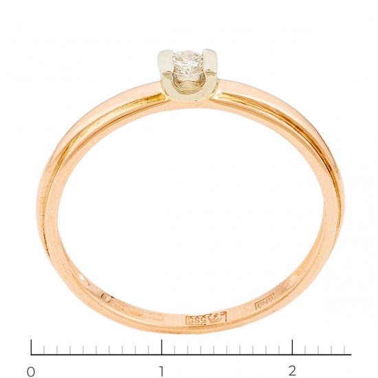 Кольцо из комбинированного золота 585 пробы c 1 бриллиантом, Л25079463 за 9765