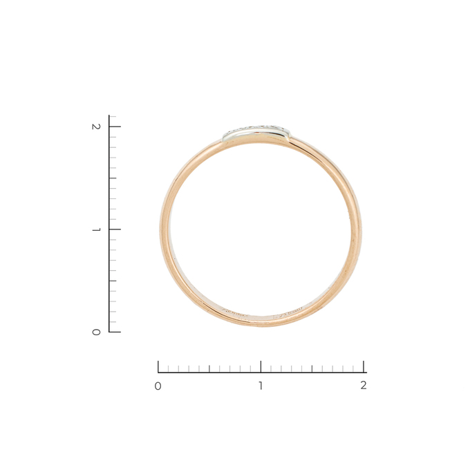 Кольцо из комбинированного золота 585 пробы c 3 бриллиантами, Л 3910 5482 за 13930