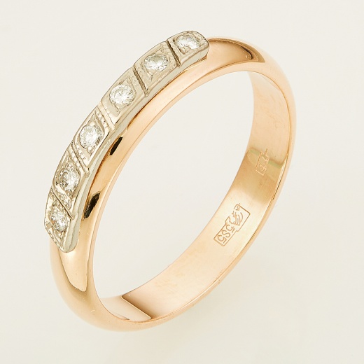 Кольцо из комбинированного золота 585 пробы c 6 бриллиантами Л47068349 фото 1