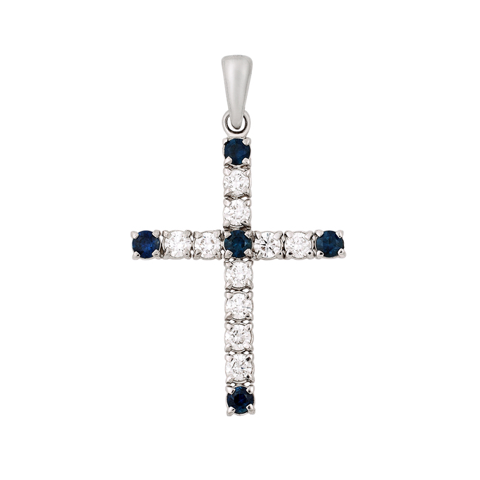 Подвеска из золота 585 пробы c сапфирами и бриллиантами