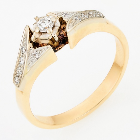 Кольцо из комбинированного золота 585 пробы c 11 бриллиантами, Л22107289 за 22140