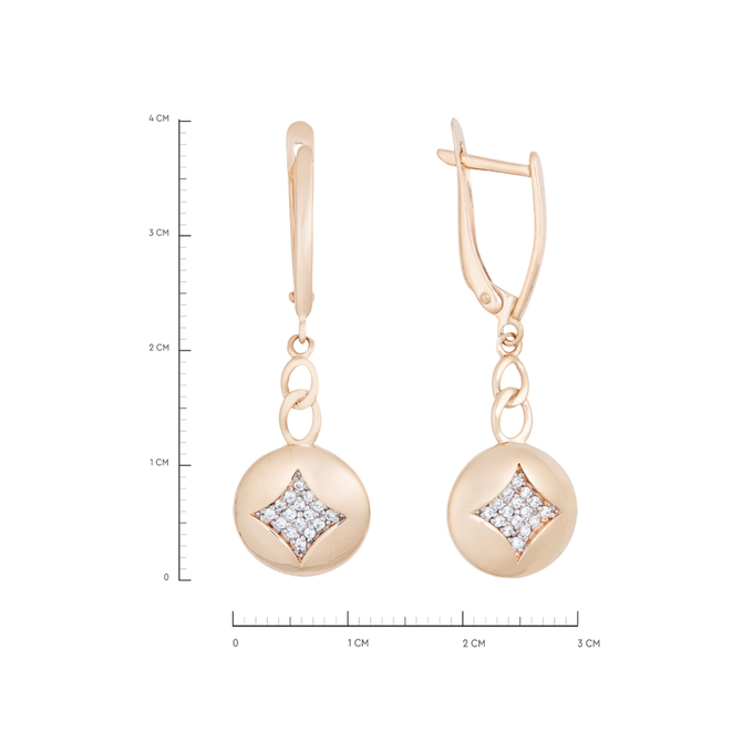 Серьги из золота 585 пробы c фианитами