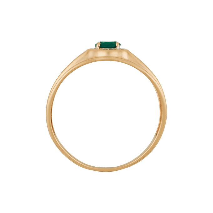 Кольцо из золота 585 пробы c хризопразом и фианитами