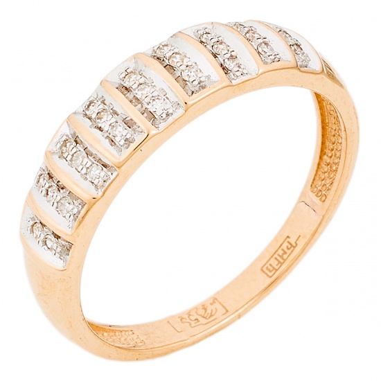 Кольцо из комбинированного золота 585 пробы c 25 бриллиантами, Л19106021 за 9950