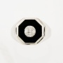 Кольцо печатка из белого золота 585 пробы c 5 бриллиантами и 1 ониксом 120740 фото 2