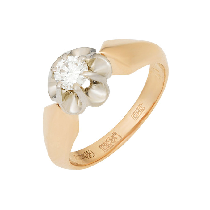 Кольцо из золота 583 пробы c бриллиантом, Л 3309 7978 за 79200