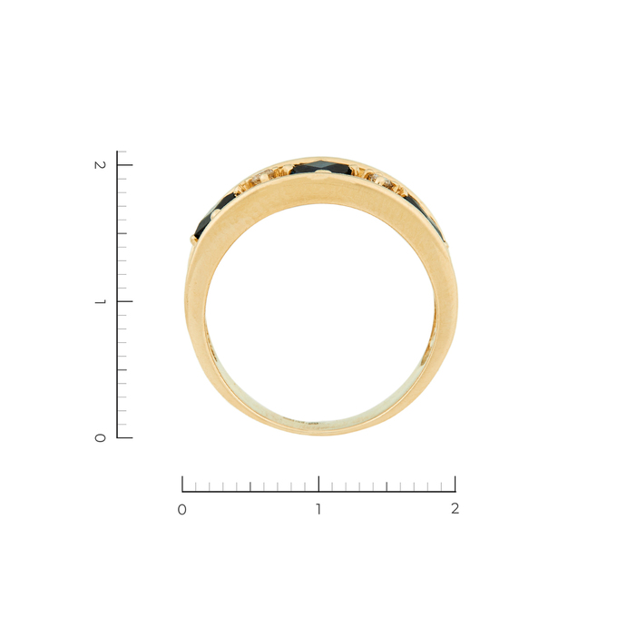 Кольцо из желтого золота 585 пробы c 2 бриллиантами и 3 сапфирами, Л 1207 9267 за 39500