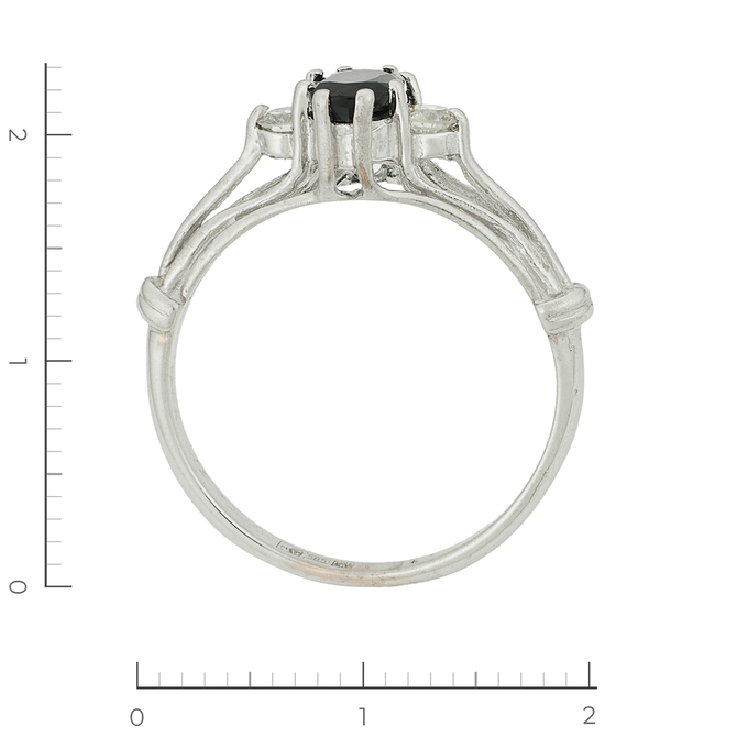 Кольцо из белого золота 585 пробы c 2 бриллиантами и 1 сапфиром, Л 2315 7992 за 19500