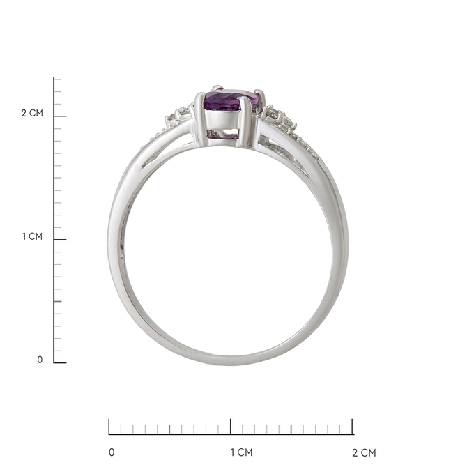 Кольцо из золота 585 пробы c аметистом и бриллиантами