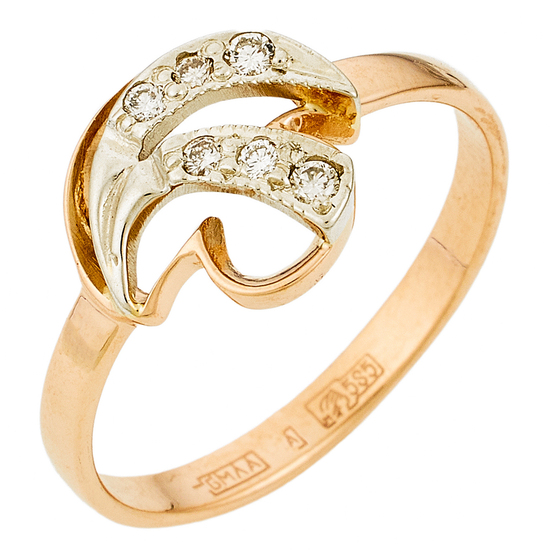 Кольцо из комбинированного золота 585 пробы c 6 бриллиантами, Л19100169 за 13140