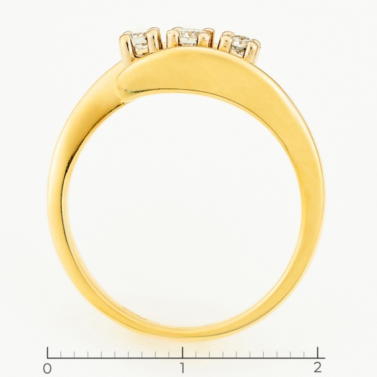 Кольцо из желтого золота 750 пробы c 3 бриллиантами, Л39101433 за 36250