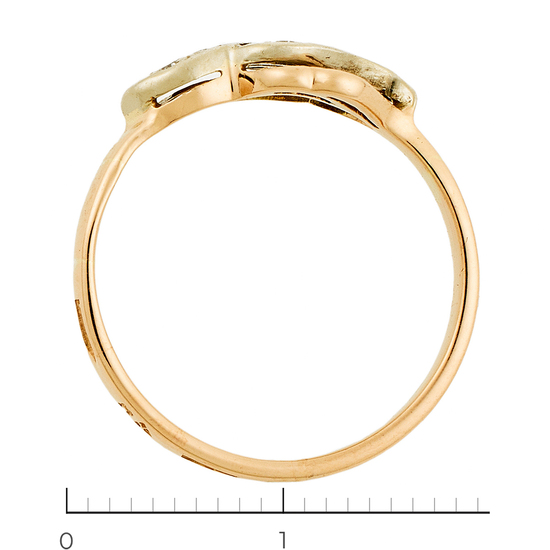 Кольцо из комбинированного золота 583 пробы c 8 бриллиантами, Л11150853 за 11250