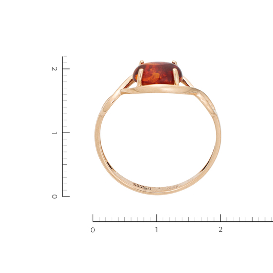 Кольцо из красного золота 585 пробы c 1 янтарём, Л05142826 за 11200