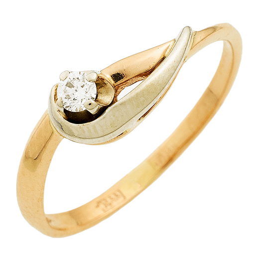 Кольцо из комбинированного золота 585 пробы c 1 бриллиантом Л16149241 фото 1