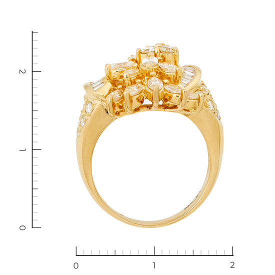 Кольцо из желтого золота 750 пробы c 55 бриллиантами, Л28090801 за 159000