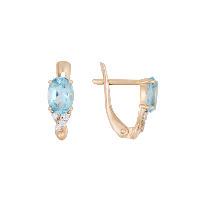 Серьги из золота 585 пробы c топазами и фианитами, Л 4709 2342 за 16720