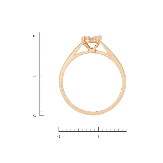 Кольцо из золота 585 пробы c 13 бриллиантами