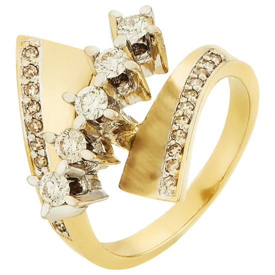 Кольцо из комбинированного золота 585 пробы c 27 бриллиантами, Л24140203 за 63000