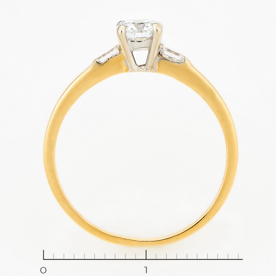 Кольцо из комбинированного золота 750 пробы c 3 бриллиантами, Л23097451 за 76760