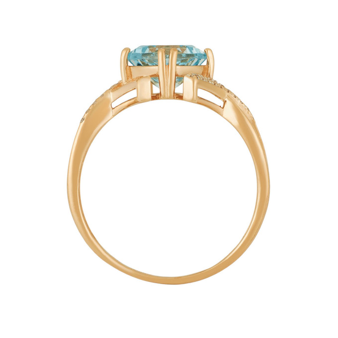 Кольцо из золота 585 пробы c топазом и бриллиантами