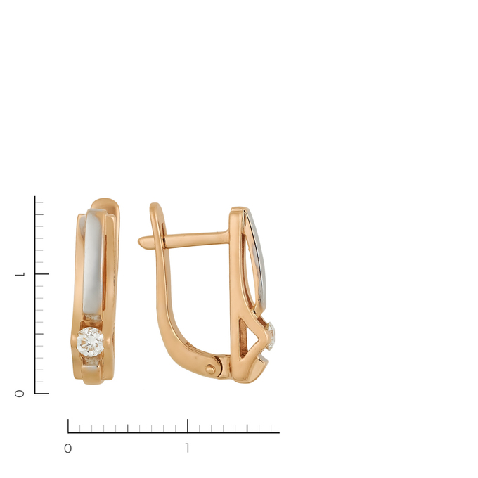 Серьги из комбинированного золота 585 пробы c 2 бриллиантами, Л 4507 1701 за 30000