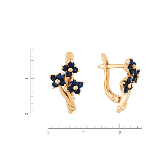 Серьги из красного золота 585 пробы c 24 сапфирами, Л52066939 за 20340