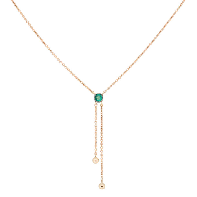 Колье из золота 585 пробы c изумрудом и бриллиантами, Л 2812 2355 за 30320