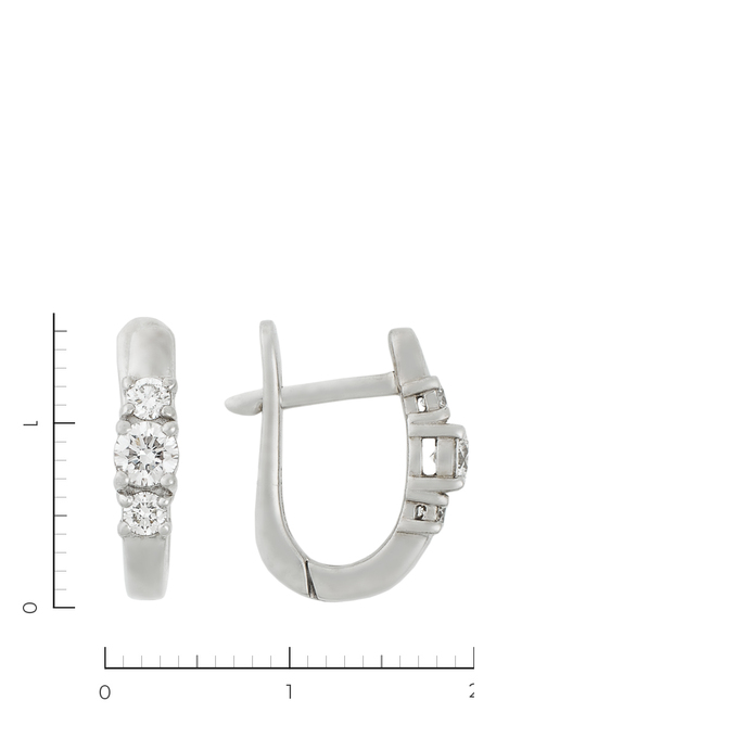 Серьги из белой платины 950 пробы c 6 бриллиантами