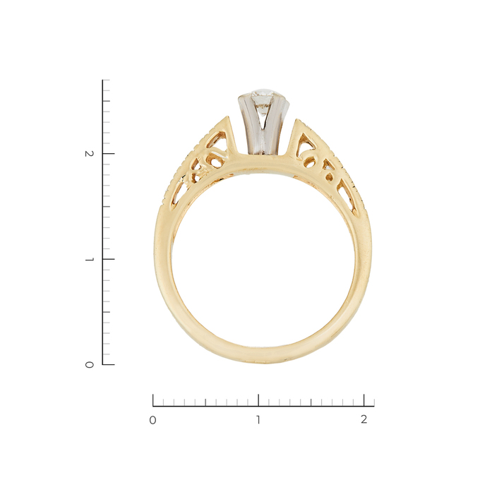Кольцо из комбинированного золота 585 пробы c 9 бриллиантами, Л 1207 5761 за 29970