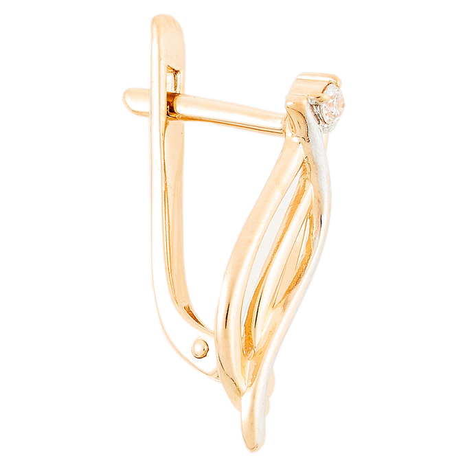 Серьги из комбинированного золота 585 пробы c фианитами