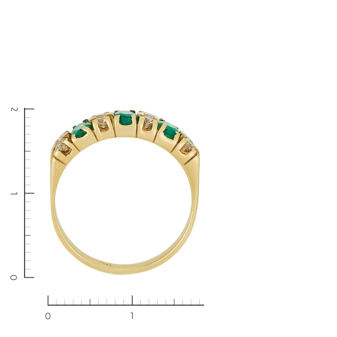 Кольцо из желтого золота 585 пробы c 8 бриллиантами и 3 изумрудами, Л 4507 2342 за 62800