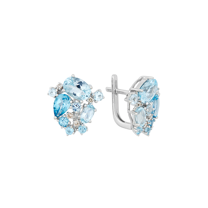 Серьги из золота 585 пробы c топазами и бриллиантами, К 0000 4233 за 39500