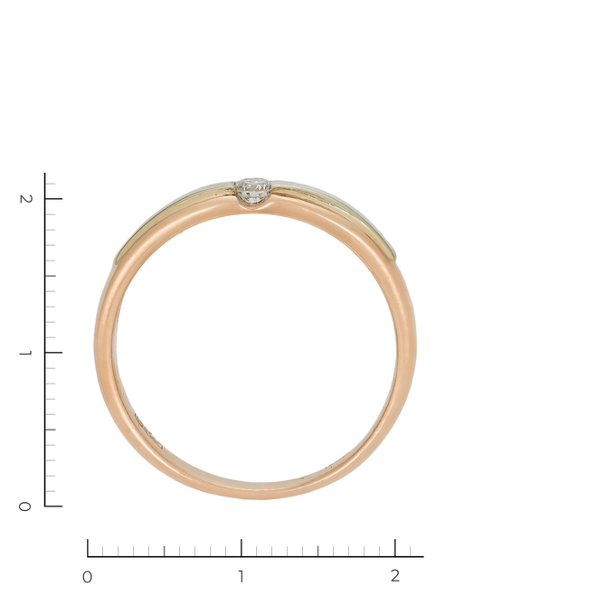 Кольцо из комбинированного золота 585 пробы c 1 бриллиантом, Л 5207 2863 за 34230