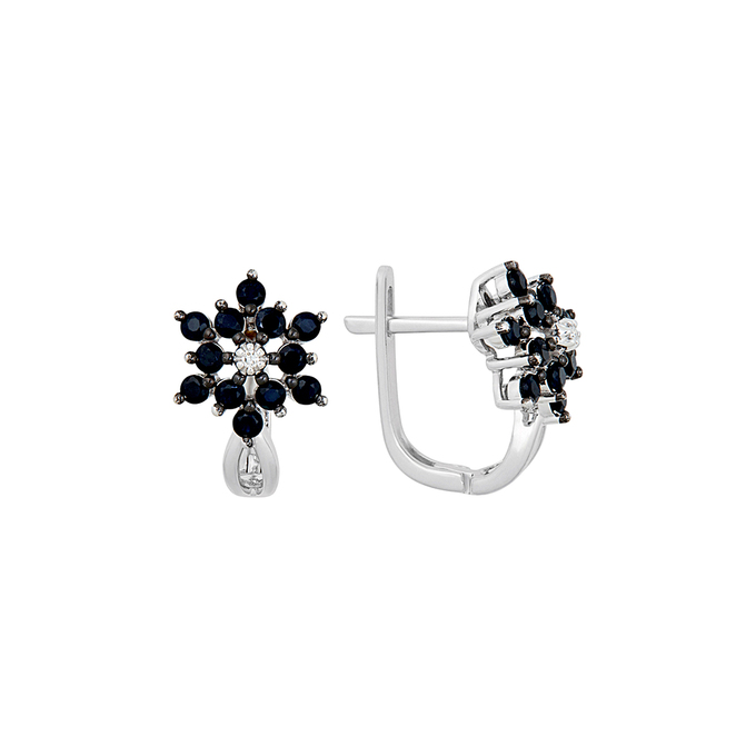 Серьги из золота 585 пробы c сапфирами и бриллиантами, К 0000 4221 за 39900
