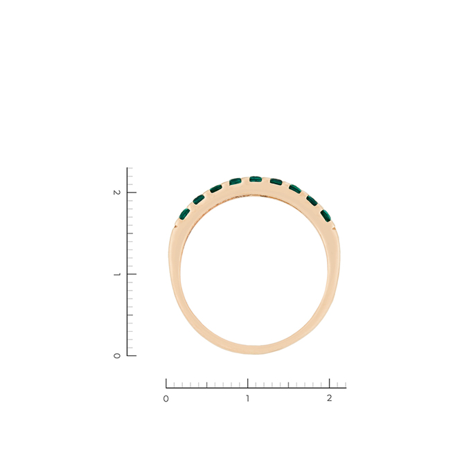 Кольцо из золота 585 пробы c 19 бриллиантами и 9 синт. изумрудами, Л 3111 3128 за 31600