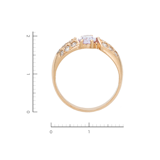 Кольцо из красного золота 585 пробы c 18 фианитами и 1 камнем синтетическим, Л54053059 за 20800