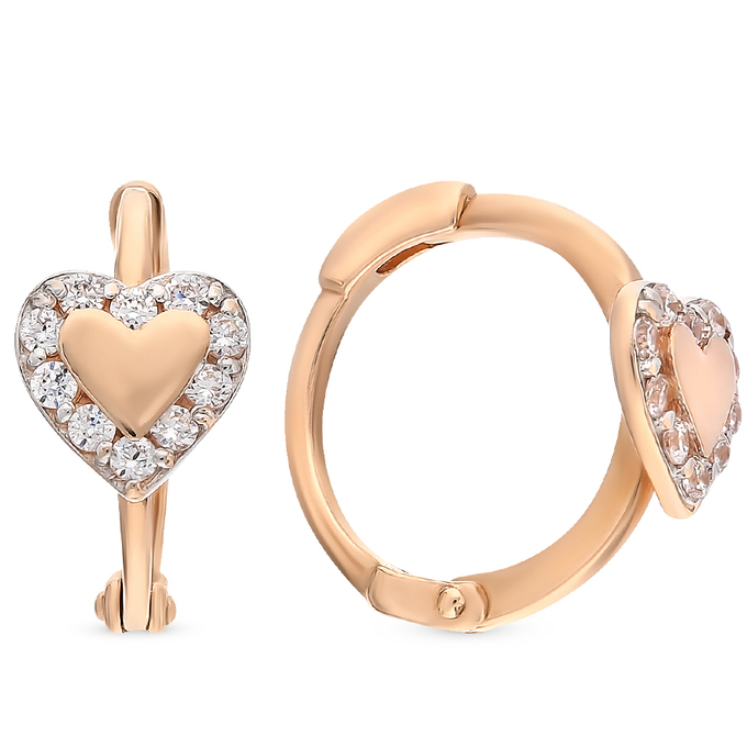Серьги из красного золота 583 пробы c фианитами