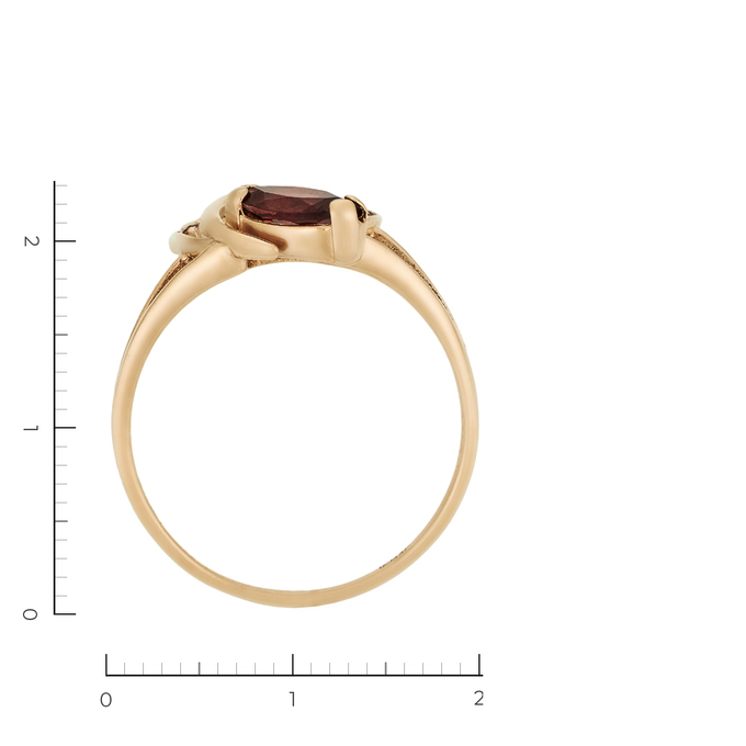 Кольцо из красного золота 585 пробы c 16 гранатами