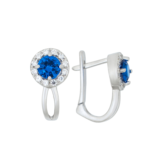 Серьги из золота 585 пробы c 2 синт. шпинелями и 24 фианитами, Л 6002 3180 за 27120